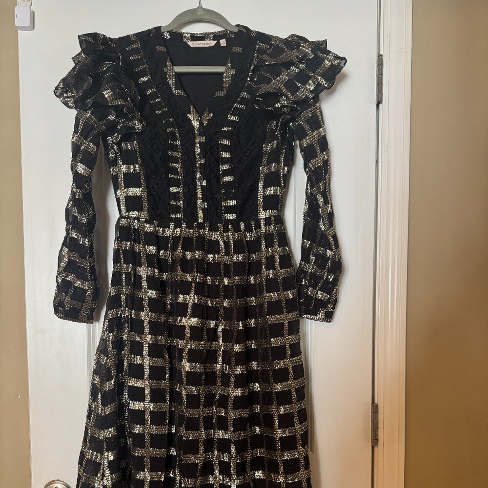 Soft Surroundings Black and Metallic Gold Long Dress